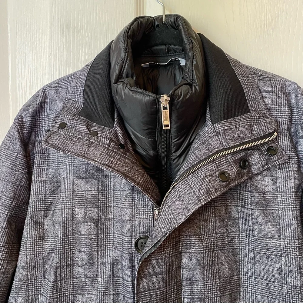 Zara Removable Collar Coat Plaid Size Large